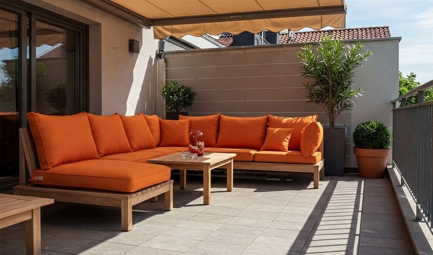 Waterproof terrace setup with drainage for a luxury apartment during monsoon in Pune.