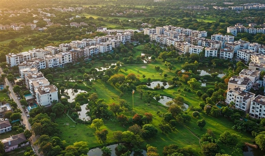 Beautiful green surroundings of Pimple Nilakh, offering a peaceful environment for residents at 24K Manor.
