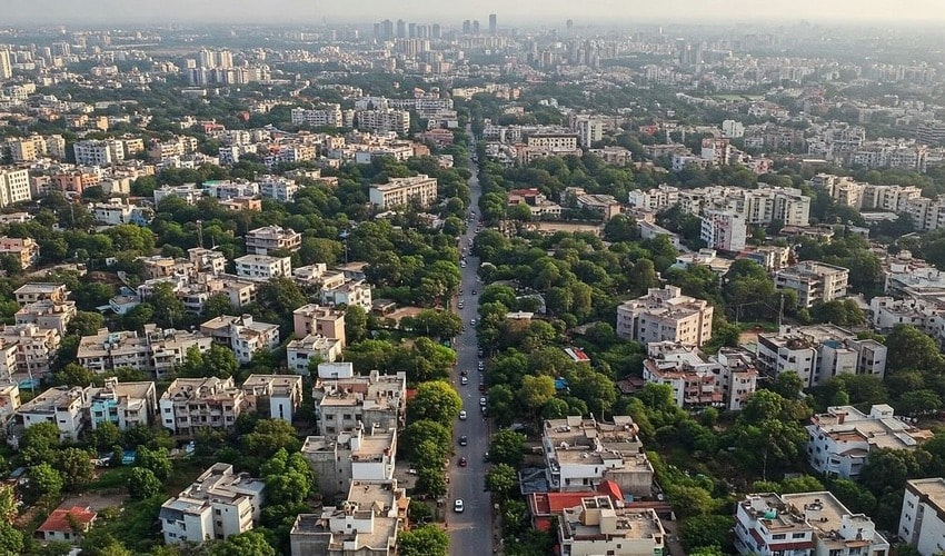 Aerial view of Baner, Pune showcasing its modern residential vibe and strategic city location.