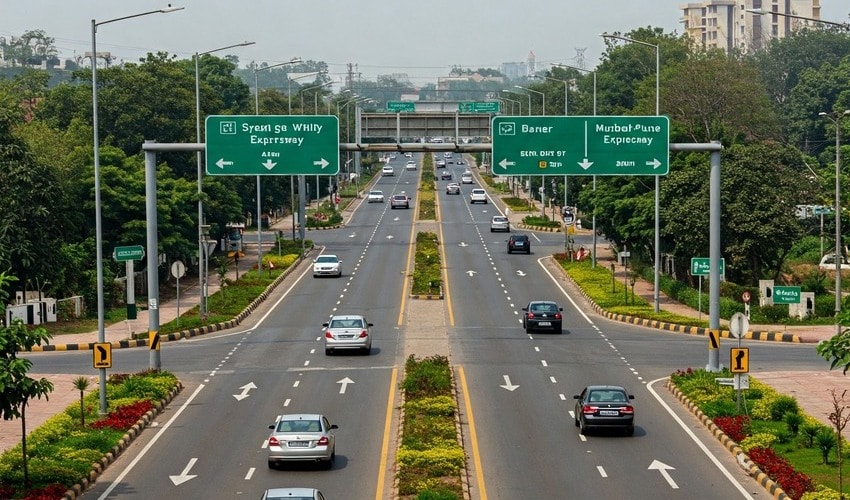 Baner&rsquo;s seamless road connectivity linking it to Mumbai and Pune's prime employment zones.
