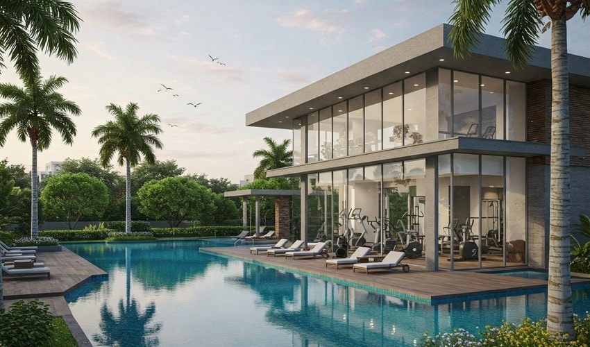 Lifestyle amenities near Baner 3 BHK flat &ndash; swimming pool view