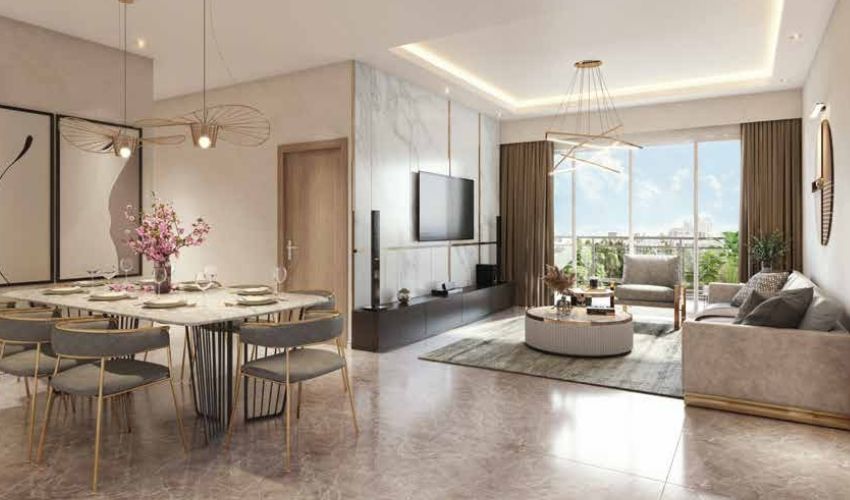 High-end interior features of a 24K Altura apartment, showcasing kitchen and master bedroom with premium amenities