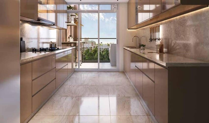 Stylish modern kitchen with smart storage and multifunctional island.