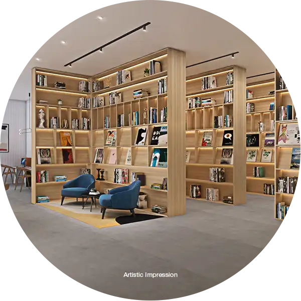 Peaceful library & workspaces for residents of our 4 BHK homes in Baner.