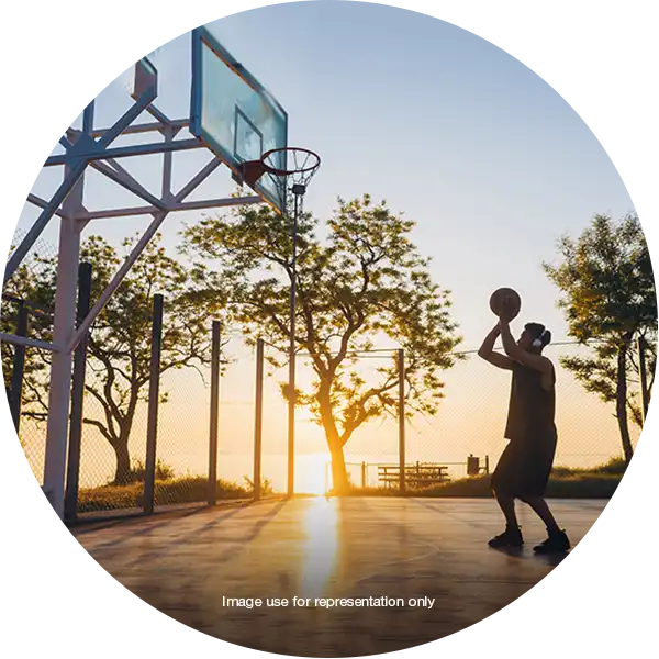 Practice hoops at the half basketball court in 24K Pimple Nilakh.