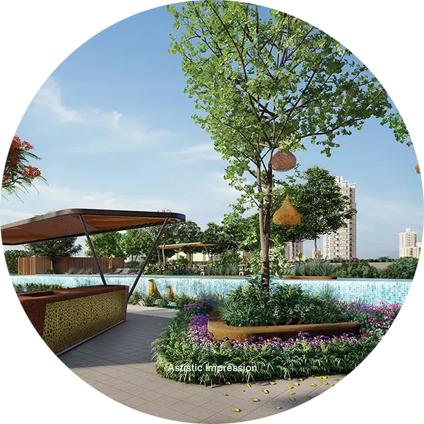 Beautiful party lawns planned in our under-construction flats in Pune.