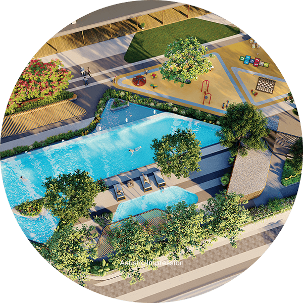 A top view of the stunning pool in our luxury homes for sale in Pune.