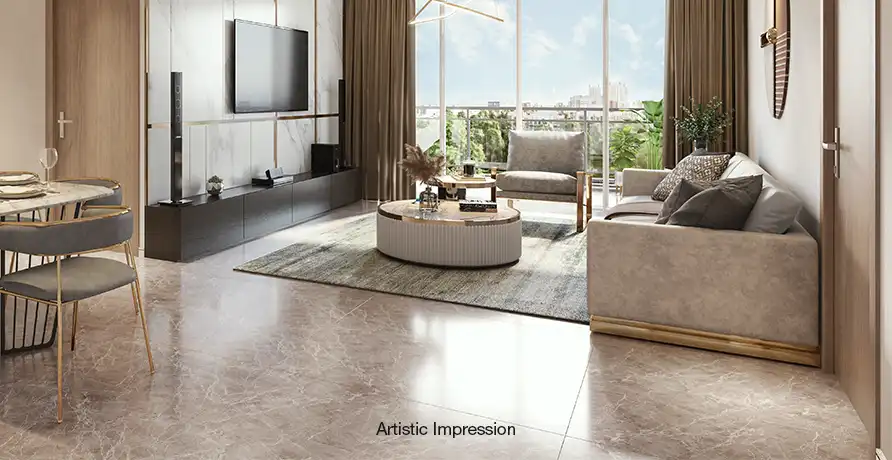 Spacious living room design in premium properties in Baner