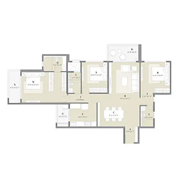 Unit Plan 1: Premium 4 bhk apartment in Pune with modern layout